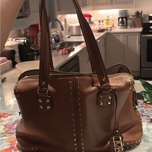 Michael Kors Brown Studded Shoulder Bag